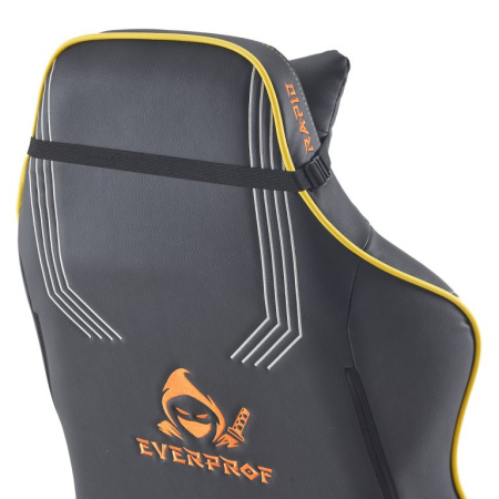 Кресло игровое EVERPROF Rapid, экокожа, черный, желтый, крестов. металл