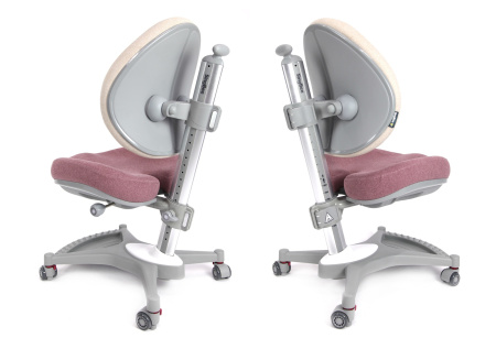 Кресло детское SingBee Cobee 138, ткань, розовый пудровый, пластик, корпус серый, подставка для ног, с чехлом серым