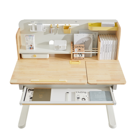 Стол Ergosmart регулируемый Galleon, 1200х700х(520-760) мм, гевея, с книжной полкой