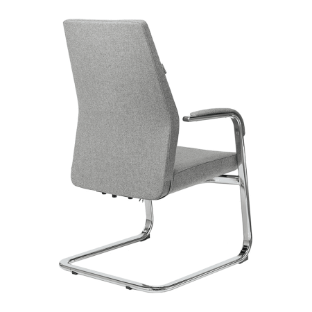 Кресло на полозьях Бюрократ "_JONS-LOW-V", натуральная кожа, серый, металл хром