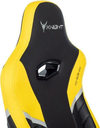 Кресло игровое Бюрократ Knight Thunder 5X, экокожа, черный, желтый
