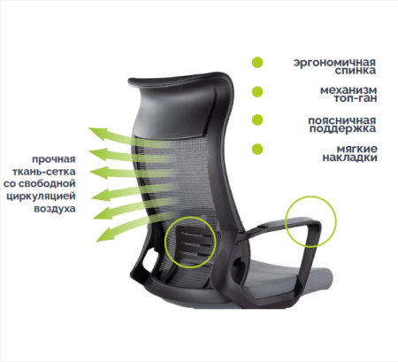 Кресло компьютерное UTFC Рекорд М-878, пластик, черный Кресло компьютерное UTFC Рекорд М-878, пластик, черный