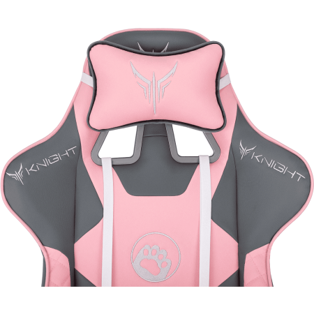 Кресло игровое Бюрократ Knight "Catzy", экокожа, пластик, серый, розовый