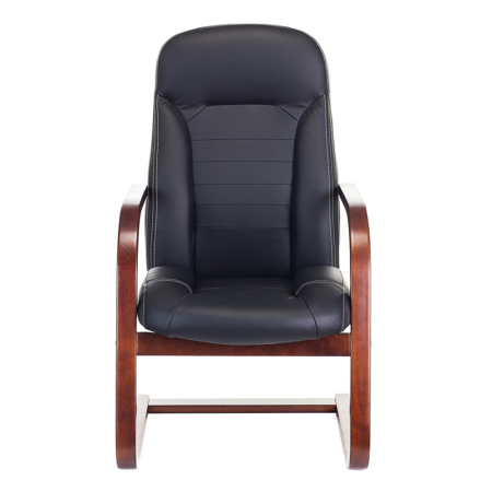 Кресло на полозьях Бюрократ "T-9923WALNUT-AV" натуральная кожа, дерево, черный