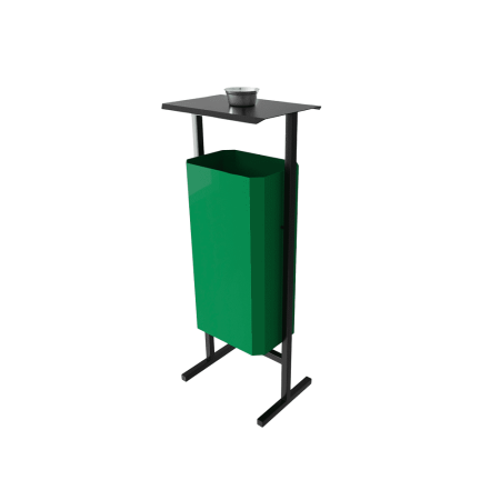 Урна уличная для мусора СТАНДАРТ с пепельницей, 50 л, металл, зелёный