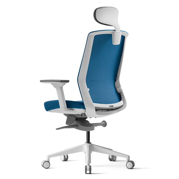 Кресло компьютерное Bestuhl J1, рама белая, голубой