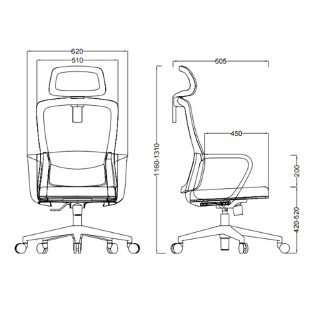 Кресло компьютерное SitZone U-060A, сетка, ткань, черный, 2 шт/упак