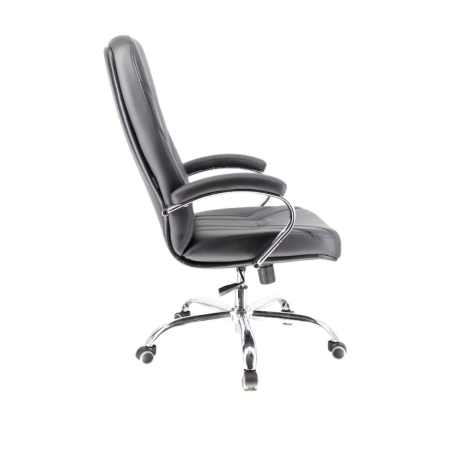 Кресло компьютерное Everprof Komo Chrome, экокожа, хром, черный