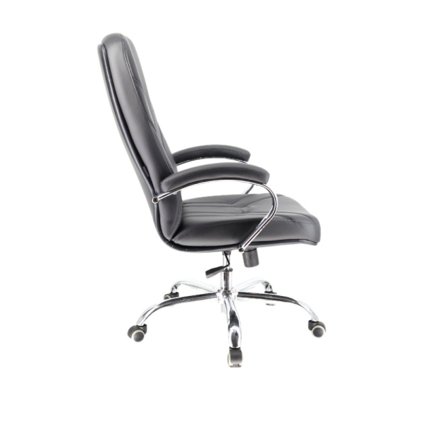 Кресло компьютерное Everprof Komo Chrome, экокожа, хром, черный