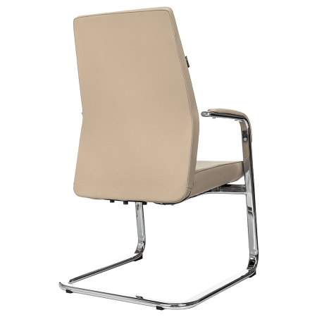 Кресло на полозьях Бюрократ "_JONS-LOW-V", натуральная кожа, бежевый, металл хром