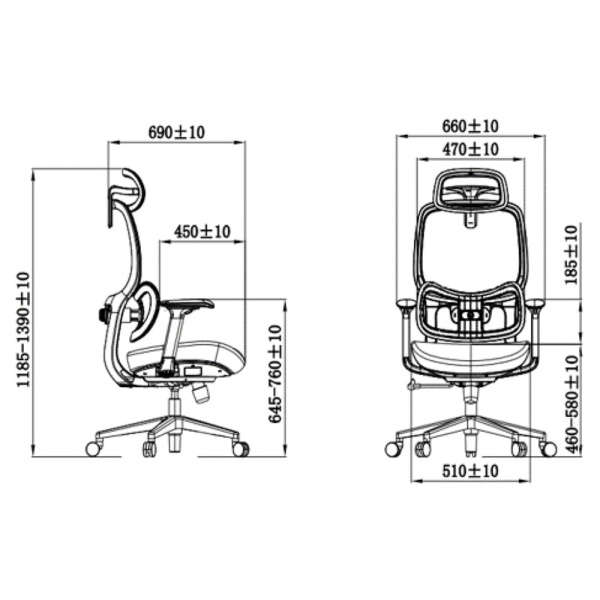 Кресло компьютерное SitZone U-073A, сетка/ткань, черный