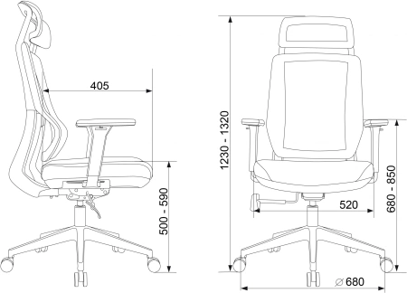 Кресло компьютерное Бюрократ MC-G411N-H, сетка/ткань, серый
