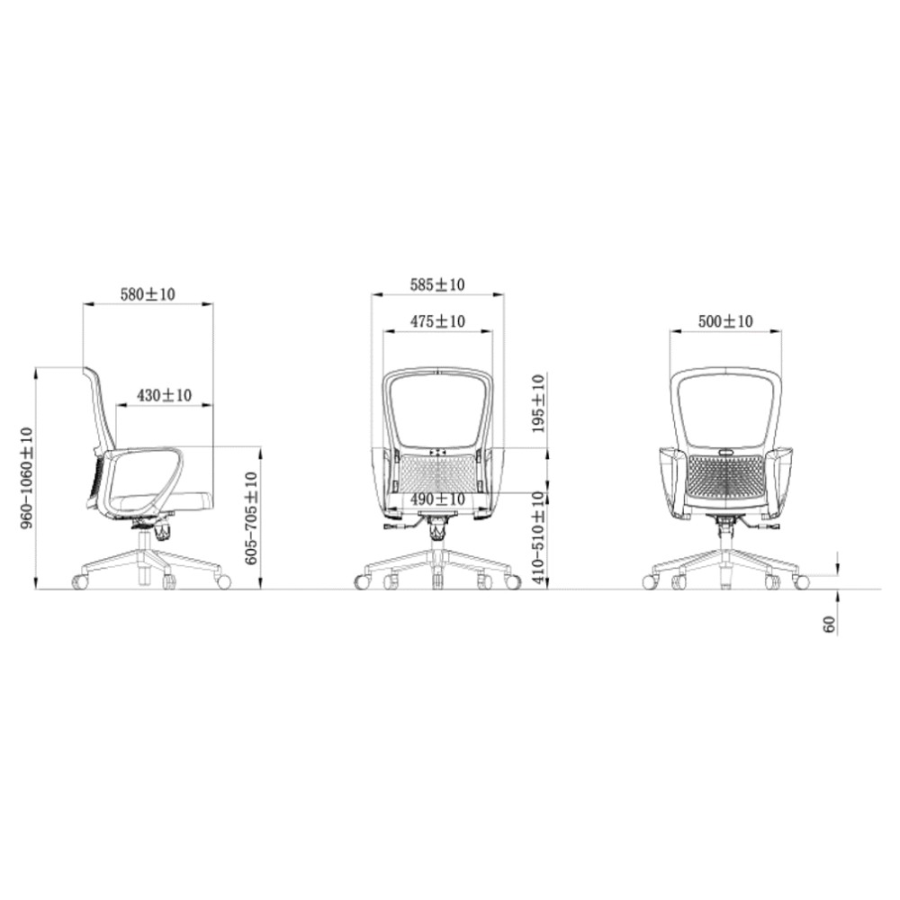 Кресло компьютерное SitZone U-069B, сетка, ткань, пластик, черный, 2 шт/упак, -30%