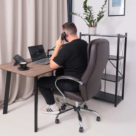 Кресло компьютерное AksHome Richard new, экокожа, металл, коричневый