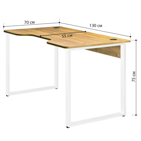 Стол компьютерный игровой Millwood Лофт Гонконг (ДТ-3), 1300x700 мм, дуб золотой крафт, белый