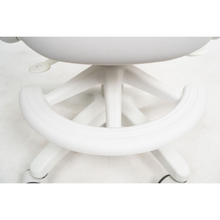 Кресло детское Ergosmart Antey, ткань, пластик, корпус белый, подставка для ног, с чехлом розовым, серый