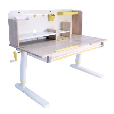 Стол Ergosmart регулируемый Galleon, 1200х700х(520-760) мм, гевея беленая, с книжной полкой