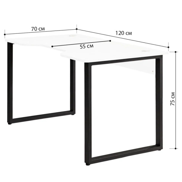 Стол компьютерный игровой Millwood Лофт Гонконг (ДТ-3), 1200x700 мм, белый, черный