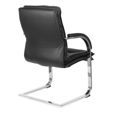 Кресло на полозьях "Бюрократ T-9927SL-LOW-V", натуральная кожа, черный, металл хром