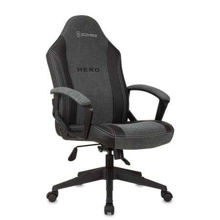 Кресло игровое Zombie Hero, ткань,экокожа, пластик, серый