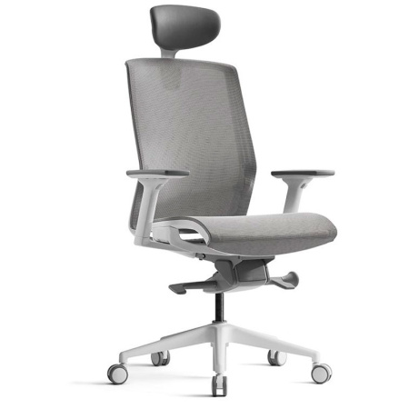 Кресло компьютерное Bestuhl J15, рама белая, серый