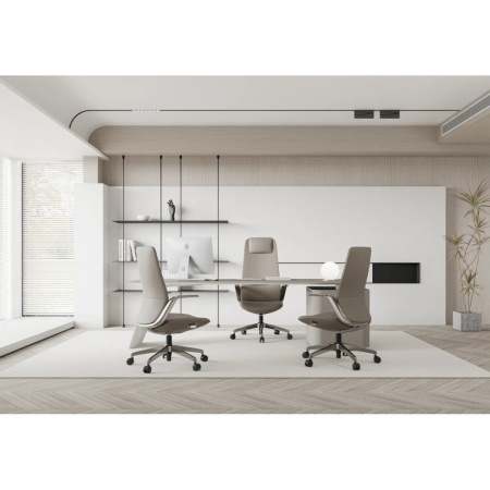 Кресло компьютерное SitZone CH-515A, кожа, алюминий, белый