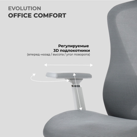 Кресло компьютерное EVOLUTION OFFICE COMFORT, ткань, сетка, пластик, черный