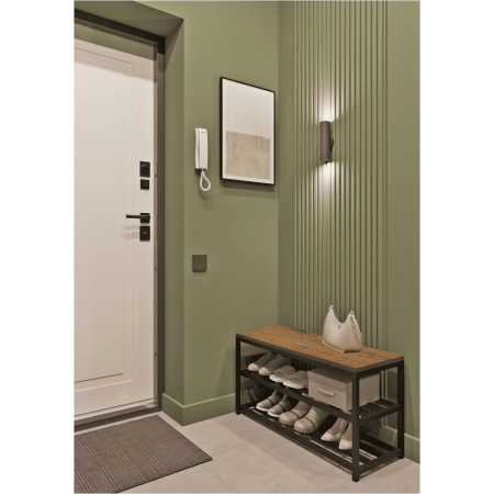 Обувница ALLERD 2 RION, черный муар, 830х320х450, Дуб Нокс