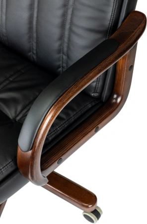 Кресло компьютерное Бюрократ T-9932WALNUT, экокожа, черный, металл, дерево Кресло компьютерное Бюрократ T-9932WALNUT, экокожа, черный, металл, дерево