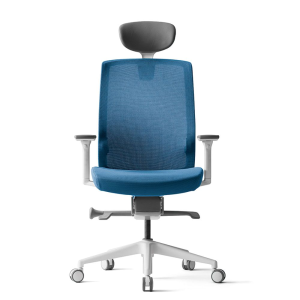 Кресло компьютерное Bestuhl J1, рама белая, голубой