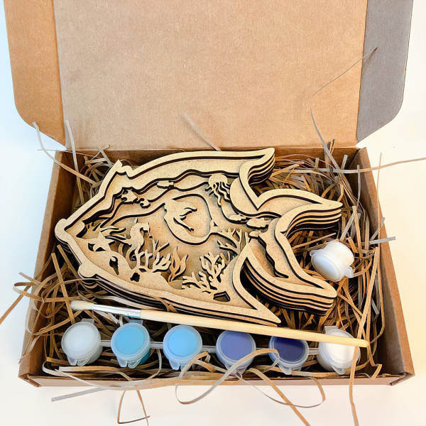 Деревянный набор для раскрашивания "Рыбка 3210" 3D, разноцветный