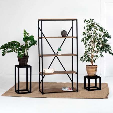 Стеллаж Loft CH-1, черный, табачный крафт