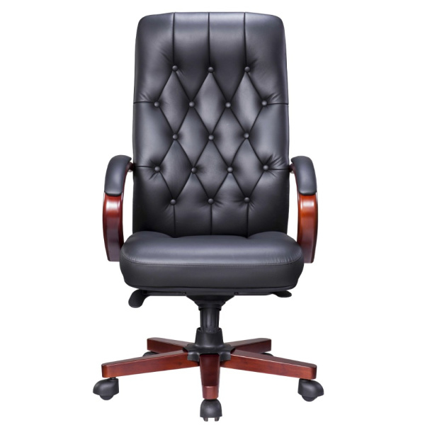 Кресло компьютерное Everprof Monaco Wood, экокожа, металл, черный