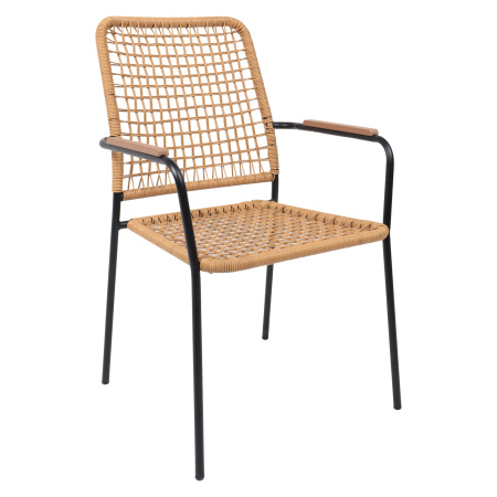 Кресло садовое AksHome BERGAMO, PE искусственный ротанг, черный, коричневый