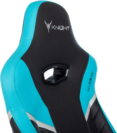 Кресло игровое Бюрократ Knight Thunder 5X, экокожа, черный, голубой Кресло игровое Бюрократ Knight Thunder 5X, экокожа, черный, голубой