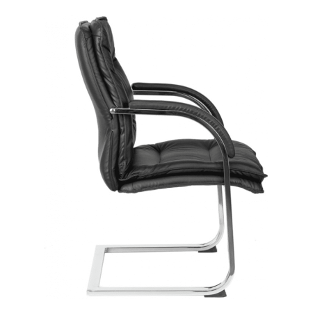 Кресло на полозьях "Бюрократ T-9927SL-LOW-V", натуральная кожа, черный, металл хром