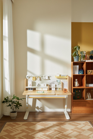 Стол Ergosmart регулируемый Galleon, 1200х700х(520-760) мм, гевея, с книжной полкой