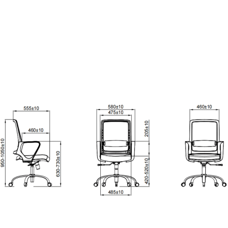 Кресло для персонала SitZone "U-0385 PL", ткань, пластик, черный