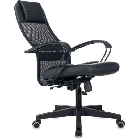 Компьютерное кресло "Бюрократ CH-NOVA LUX", сетка, экокожа, пластик, черный