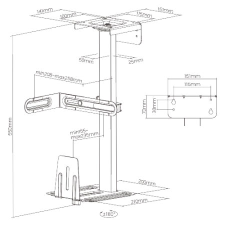 Держатель для системного блока CPB-25, черный Держатель для системного блока CPB-25, черный