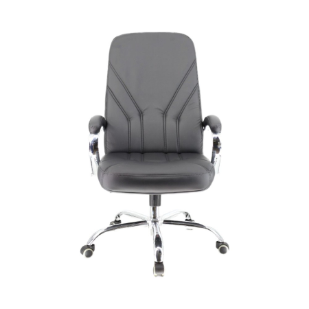 Кресло компьютерное Everprof Komo Chrome, экокожа, хром, черный