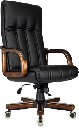 Кресло компьютерное Бюрократ T-9932WALNUT, экокожа, черный, металл, дерево Кресло компьютерное Бюрократ T-9932WALNUT, экокожа, черный, металл, дерево