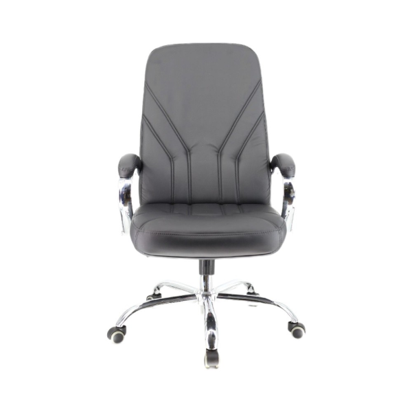 Кресло компьютерное Everprof Komo Chrome, экокожа, хром, черный