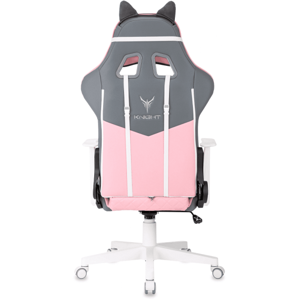 Кресло игровое Бюрократ Knight "Catzy", экокожа, пластик, серый, розовый