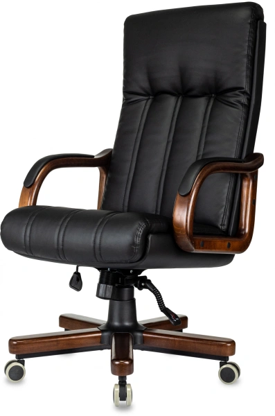 Кресло компьютерное Бюрократ T-9932WALNUT, экокожа, черный, металл, дерево Кресло компьютерное Бюрократ T-9932WALNUT, экокожа, черный, металл, дерево