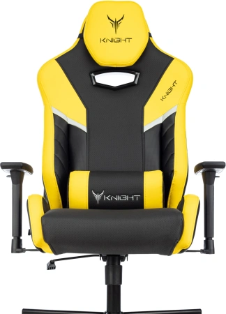 Кресло игровое Бюрократ Knight Thunder 5X, экокожа, черный, желтый