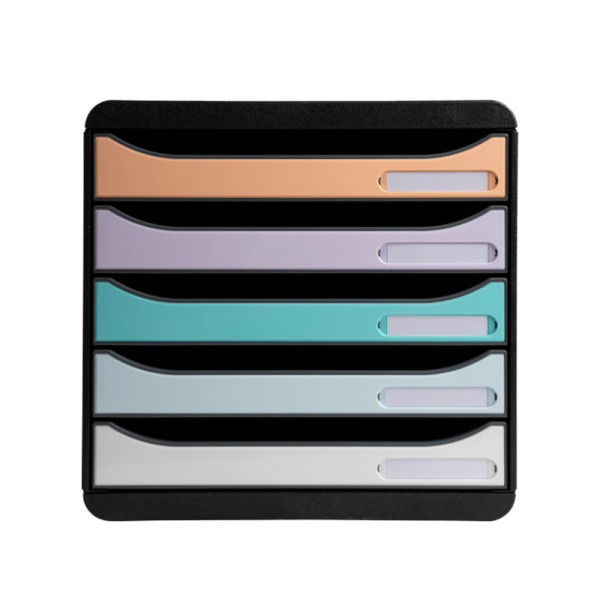 Блок из 5-ти лотков закрытый Exacompta Aquarel, разноцветный