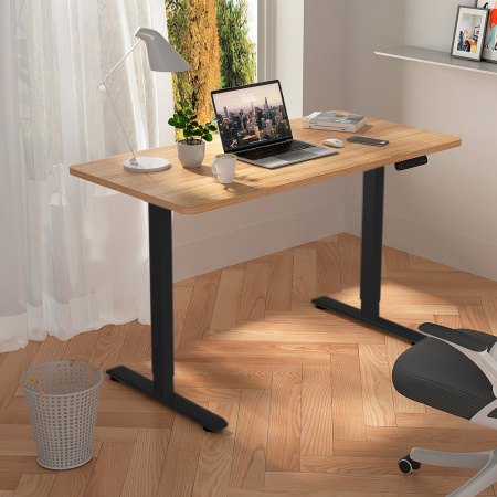 Стол с электроприводом WellDesk Prime, 1300x675х18 мм, черный, сосна аланд полярная