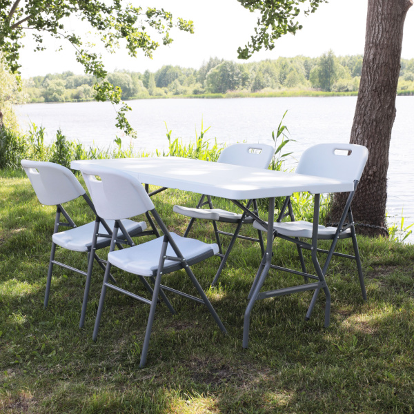 Стол складной 1520х760х740 мм, пластик, белый Стол складной 1520х760х740 мм, пластик, белый