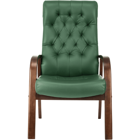 Кресло Бюрократ T-9928WALNUT-CF, натуральная кожа, зеленый, каркас дерево